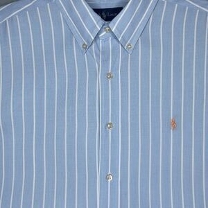 Polo Ralph Lauren Oxford Shirt Men XL Blue White Stripe Long Sleeve Button Down